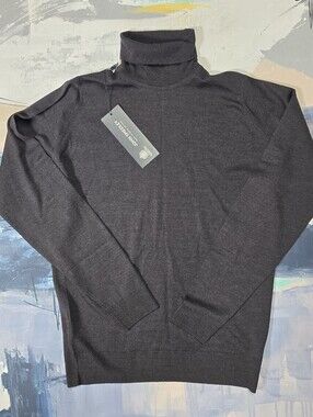 John Smedley Belvoir Pullover Slim Fit Mens Medium Soot Extra Fine Merino Wool